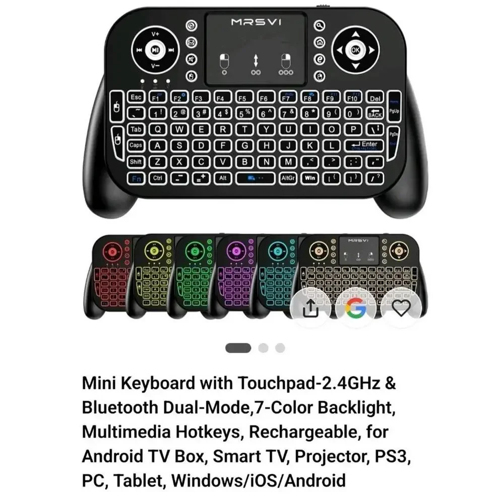 Mini Wireless Keyboard Touchpad | Backlit | 2.4GHz USB | PC TV Android